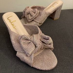 Lulus Dorothea Taro Shimmer Knotted High Heel Sandals